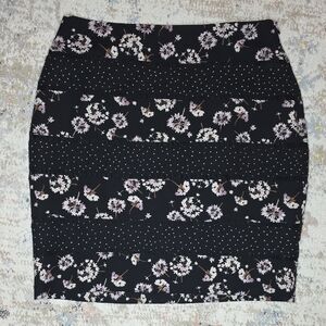Floral Black Skirt